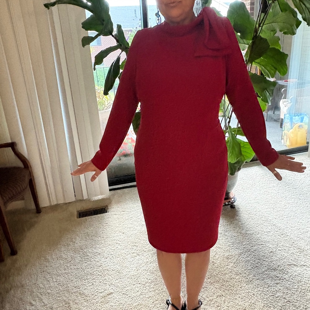 Badgley Mischka Vibrant Red Long Sleeve Dress